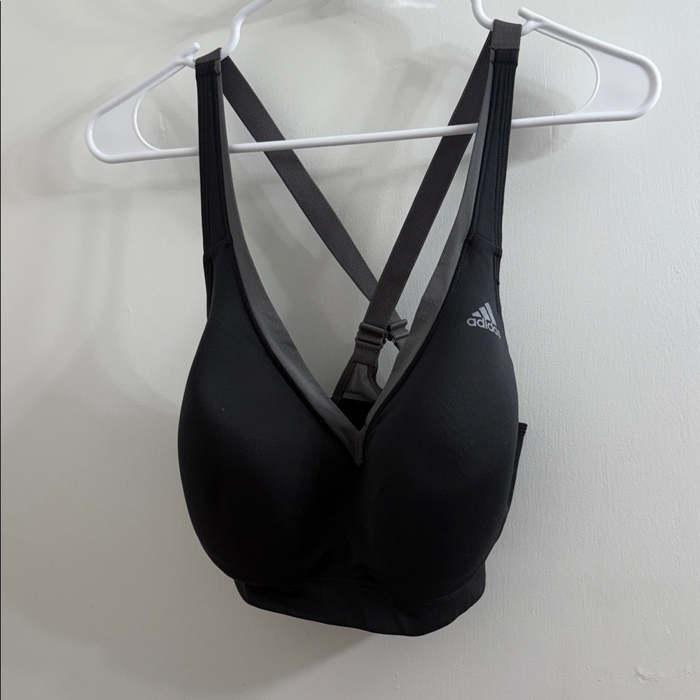 adidas Black Padded Sports Bra with Crossback Straps